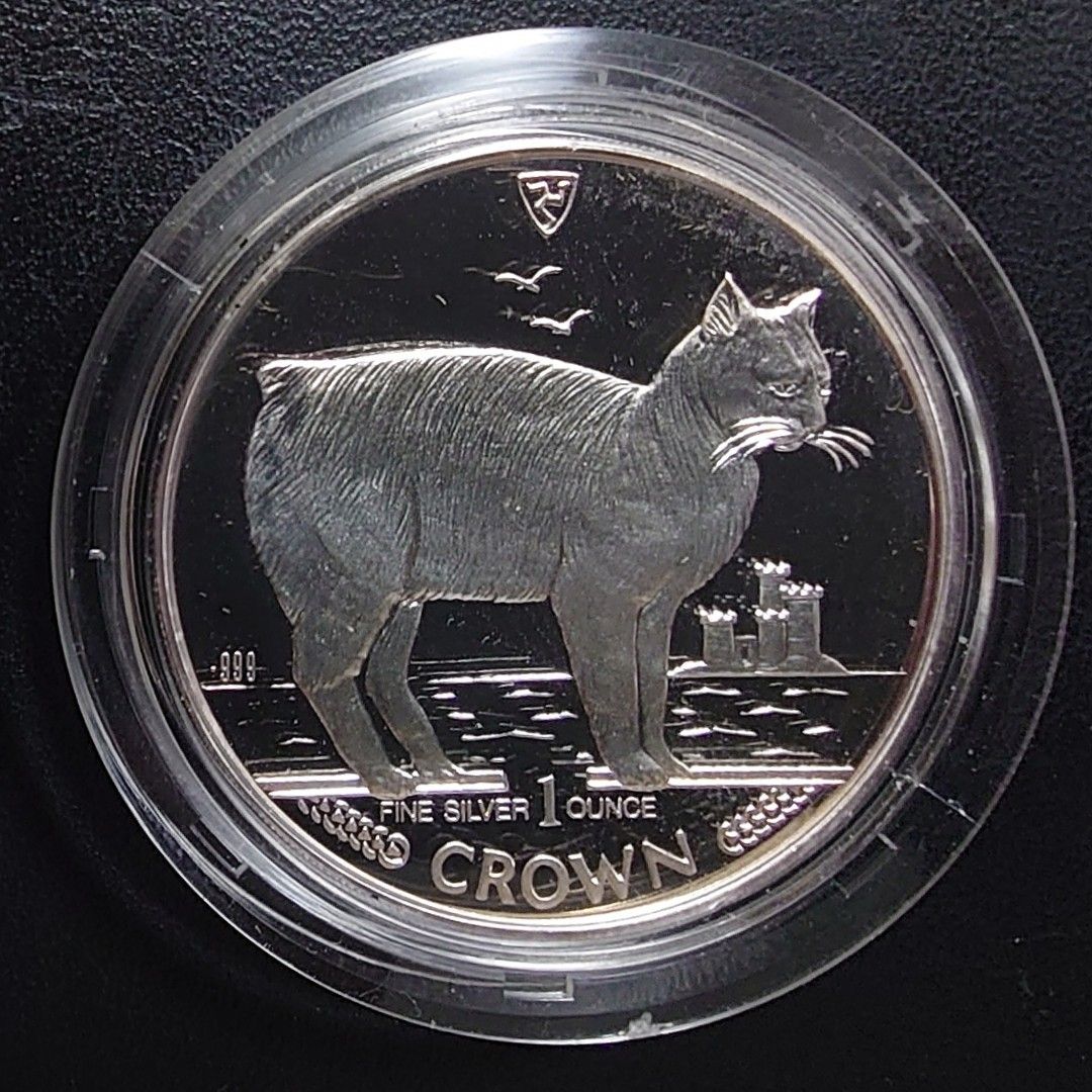 1988年 イギリス王室マン島 マンクスキャット クラウン銀貨 1オンス
