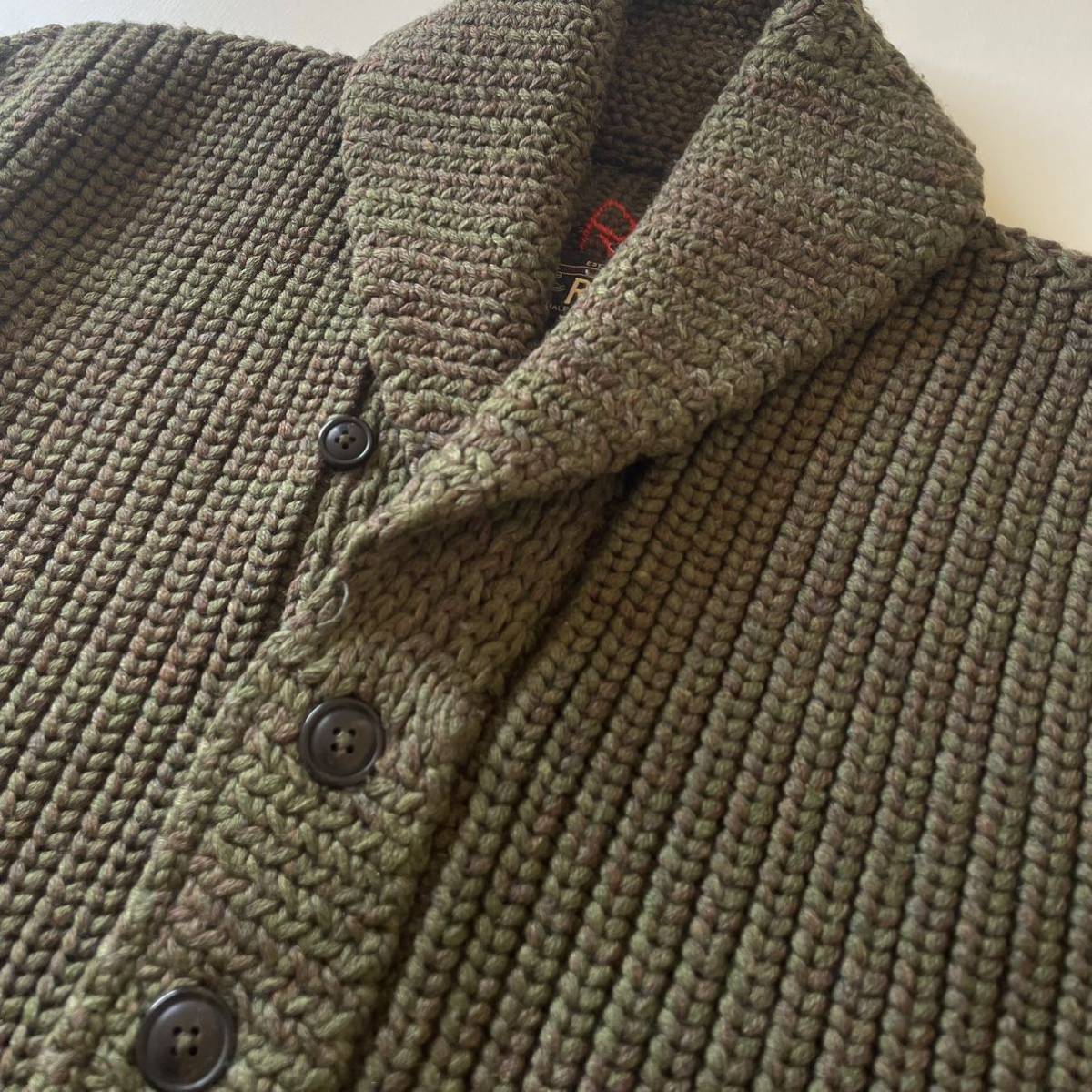 極美品 RRL ショールカーディガン グリーン ラムウール ウール XS RRL