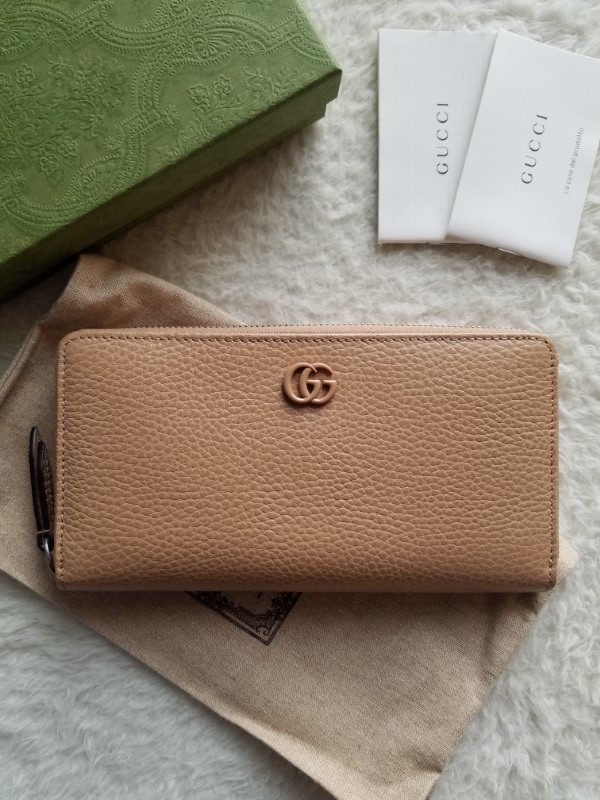 新品 GUCCI グッチ ダブルG ラウンドファスナー 長財布 ローズベージュ