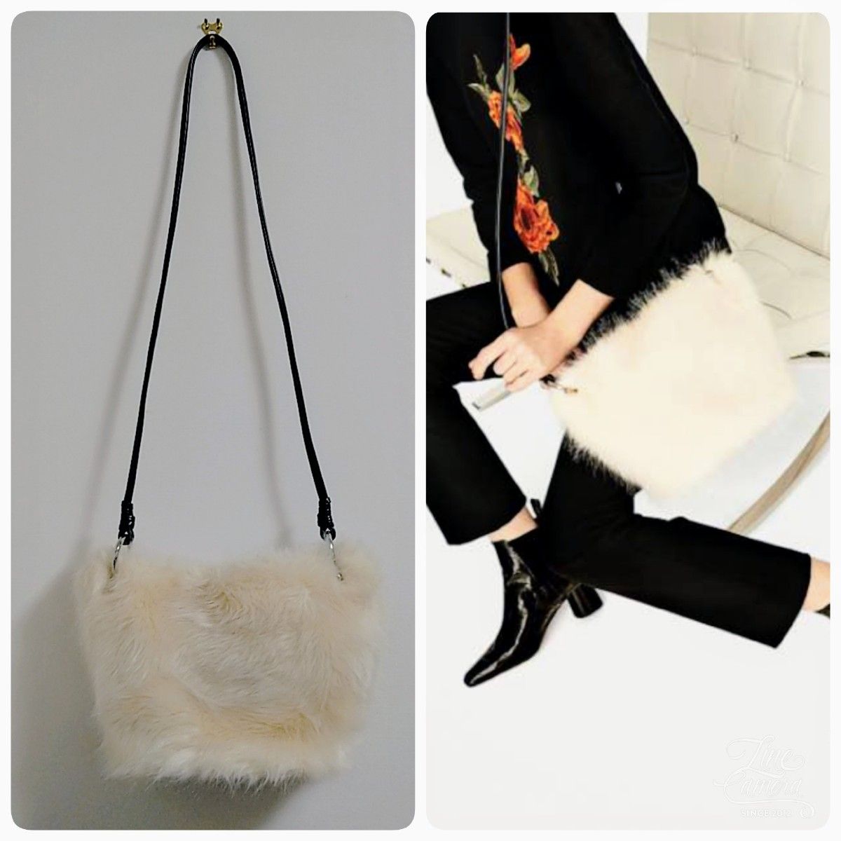 ZARA ザラ ショルダーバッグ フェイクファー ファー 白 ホワイト