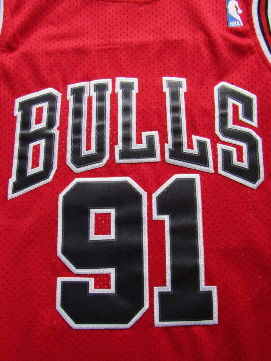 90s Champion NBA ブルズ ロドマン 91 バスケシャツ 40 赤 90s