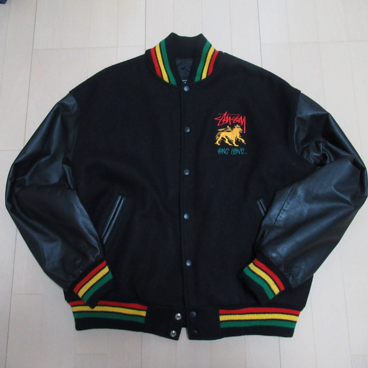 即決送込 希少モデル 90s USA製 STUSSY スタジャン ラスタ Varsity