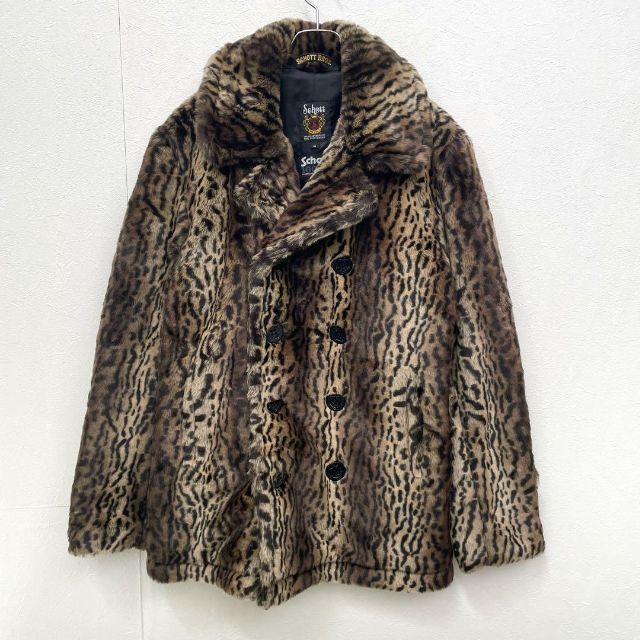 ショット Schott レオパード フェイクファー Pコート メンズ Mサイズ