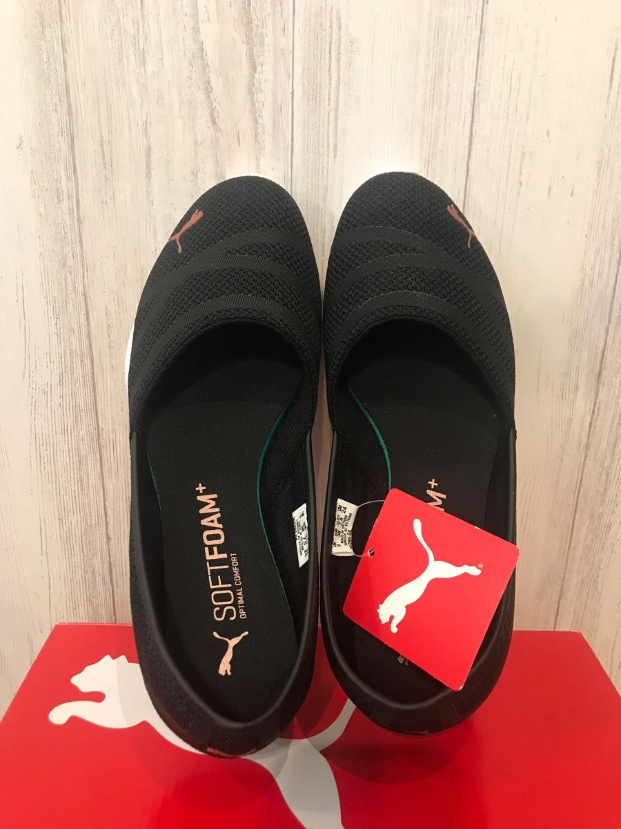 新品 24 5cm PUMA バレエシューズ 黒 フラットシューズ プーマ