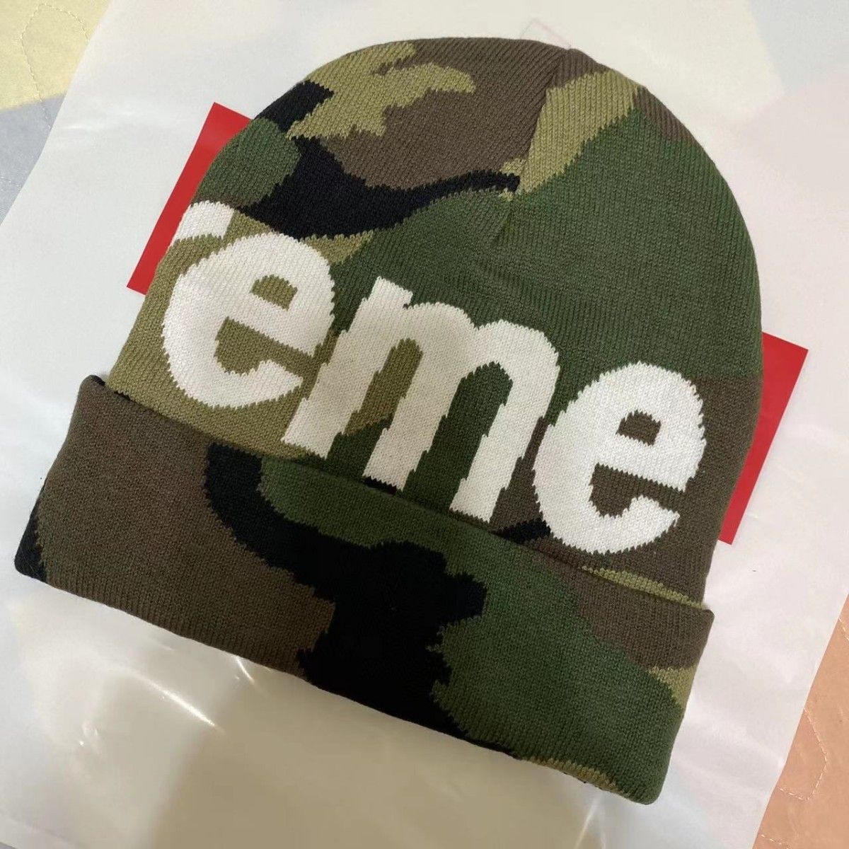 限界」委託品 新品 17fw supreme big logo beanie cam supreme 迷彩