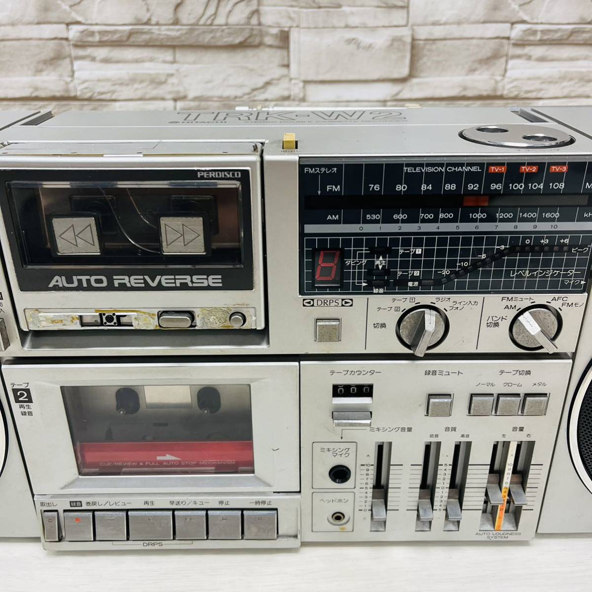 希少名機・動作品|日立ラジカセ TRK-W2昭和レトロ ラジオFM/AM 希少名