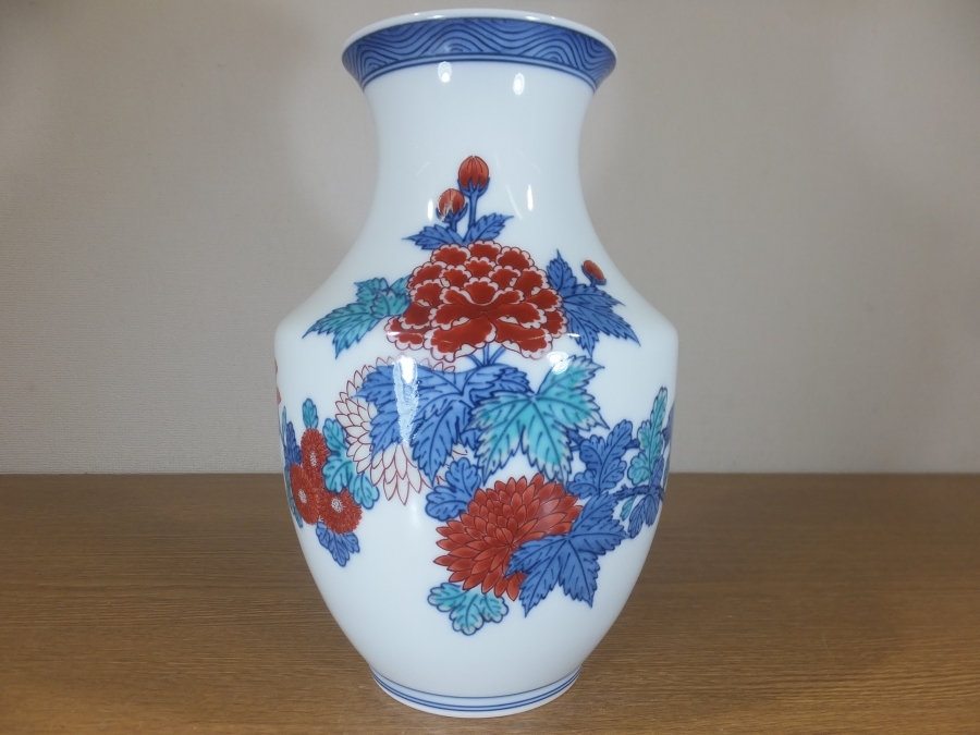 奥川俊右衛門 作 有田焼 花瓶 錦岩花鳥文⭐︎ 【公式通販】