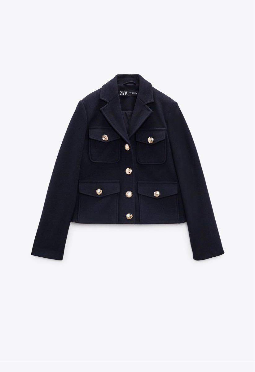 ZARA】ゴールドボタン クロップド ジャケット【Sサイズ】｜Yahoo