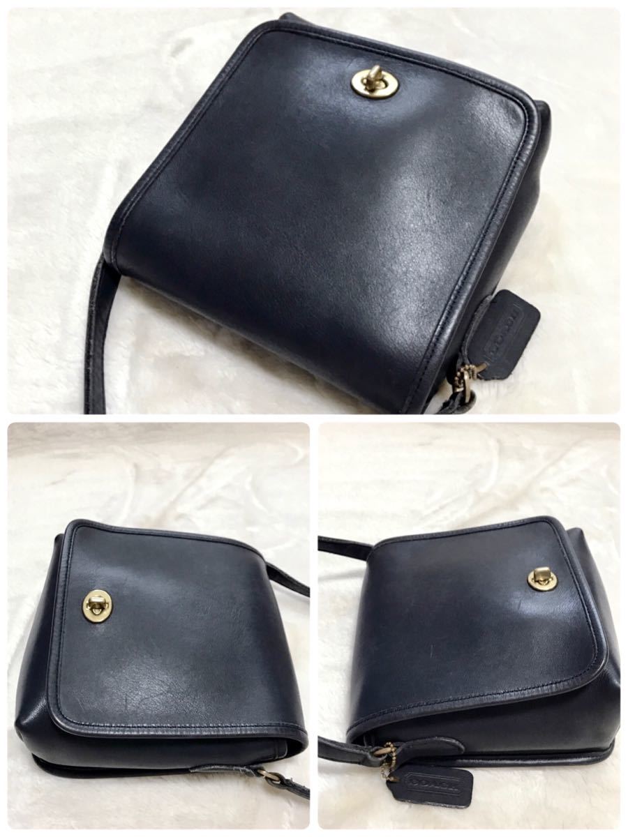 極美品 オールドコーチ ターンロック ショルダーバッグ 黒 COACH 斜め