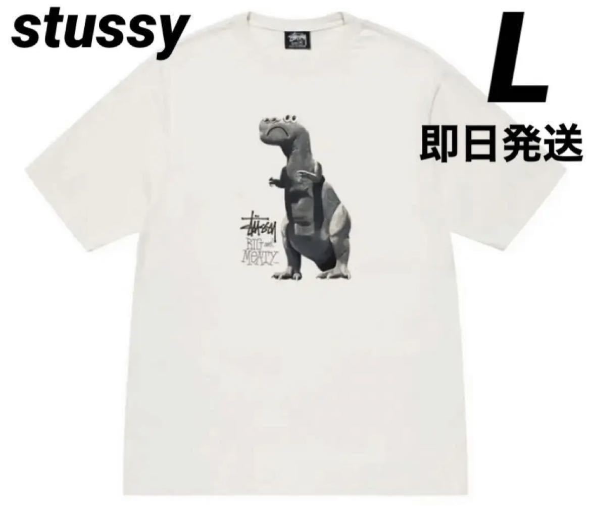 stussy送料無料 メンズ レディース 半袖 Tシャツ 恐竜 L ホワイト