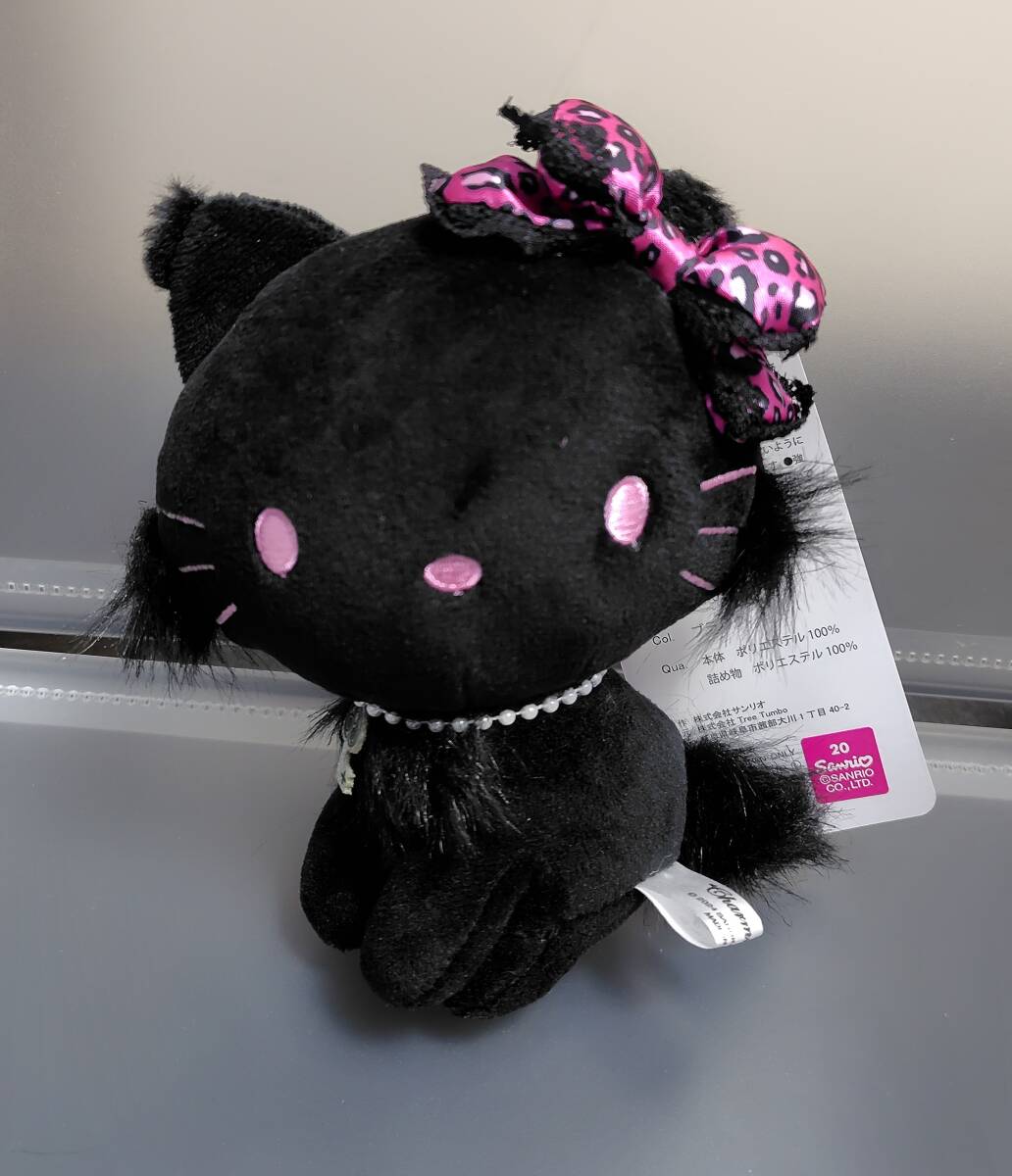 チャーミーキティマスコットチャームぬいぐるみヒョウ柄ブラックピンク