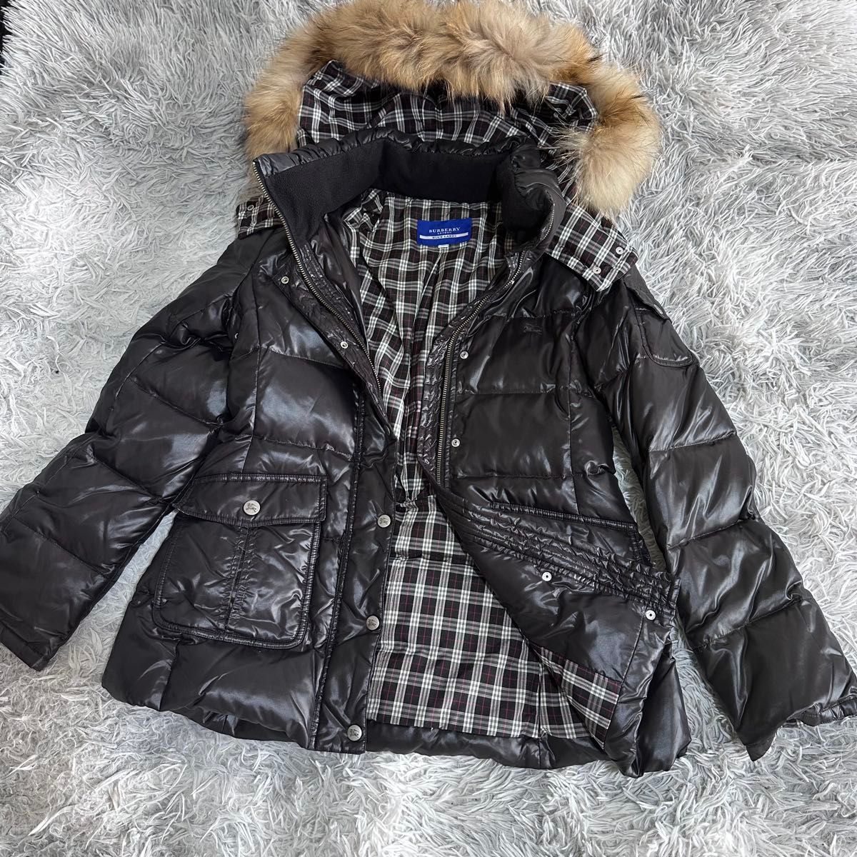 美品 BURBERRY BLUE LABEL 2way ファー ダウンジャケット｜Yahoo