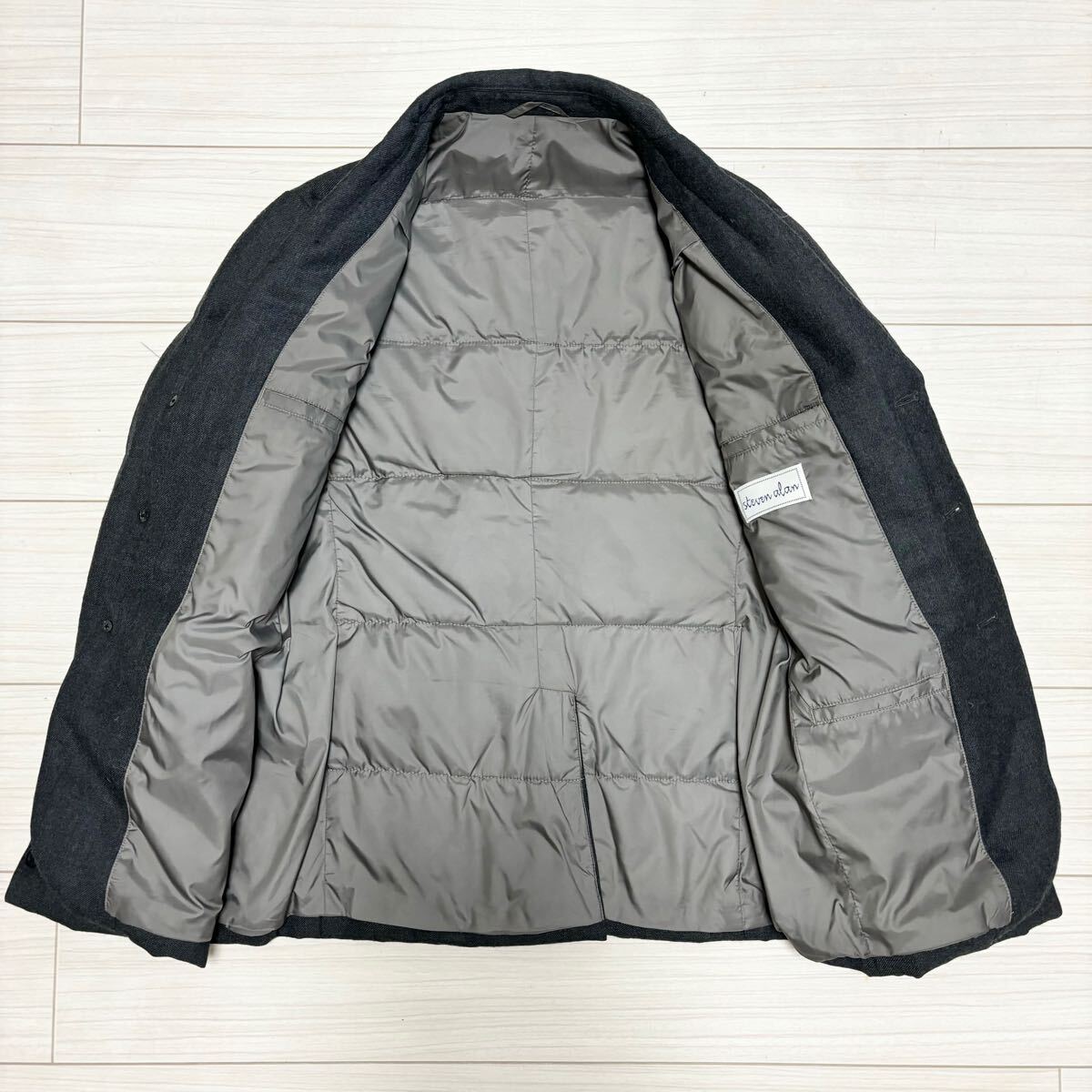 美品 Steven alan ダウン ウール テーラード ジャケット S グレー