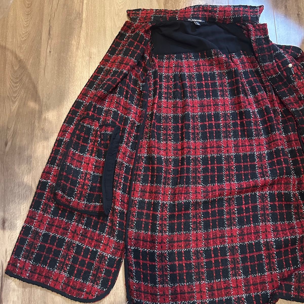 ZARA TRF ザラ チェックロングコート 赤 ツイード｜Yahoo!フリマ（旧