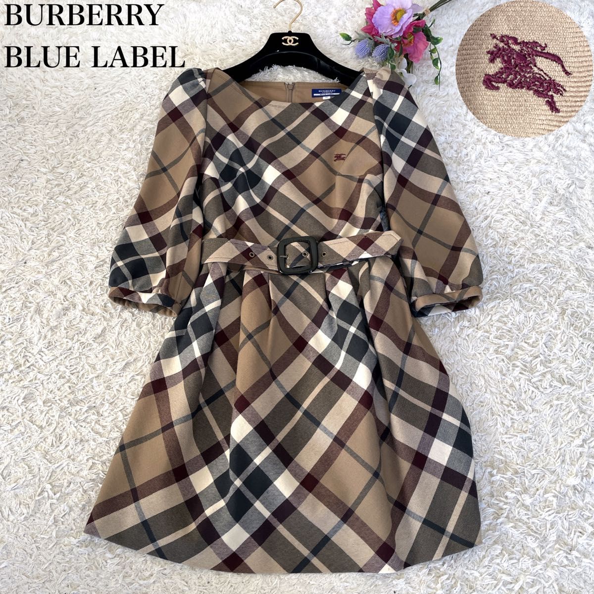美品】BURBERRY ブルーレーベル ワンピース ノバチェック ホースロゴ