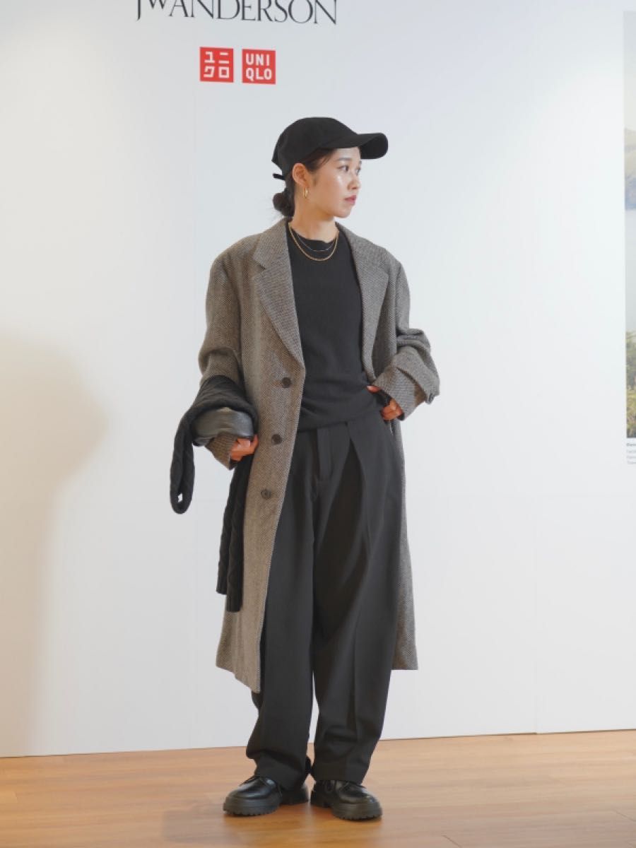 試着のみ ユニクロ jwa チェスターコート XL グレー ドネガルツイード
