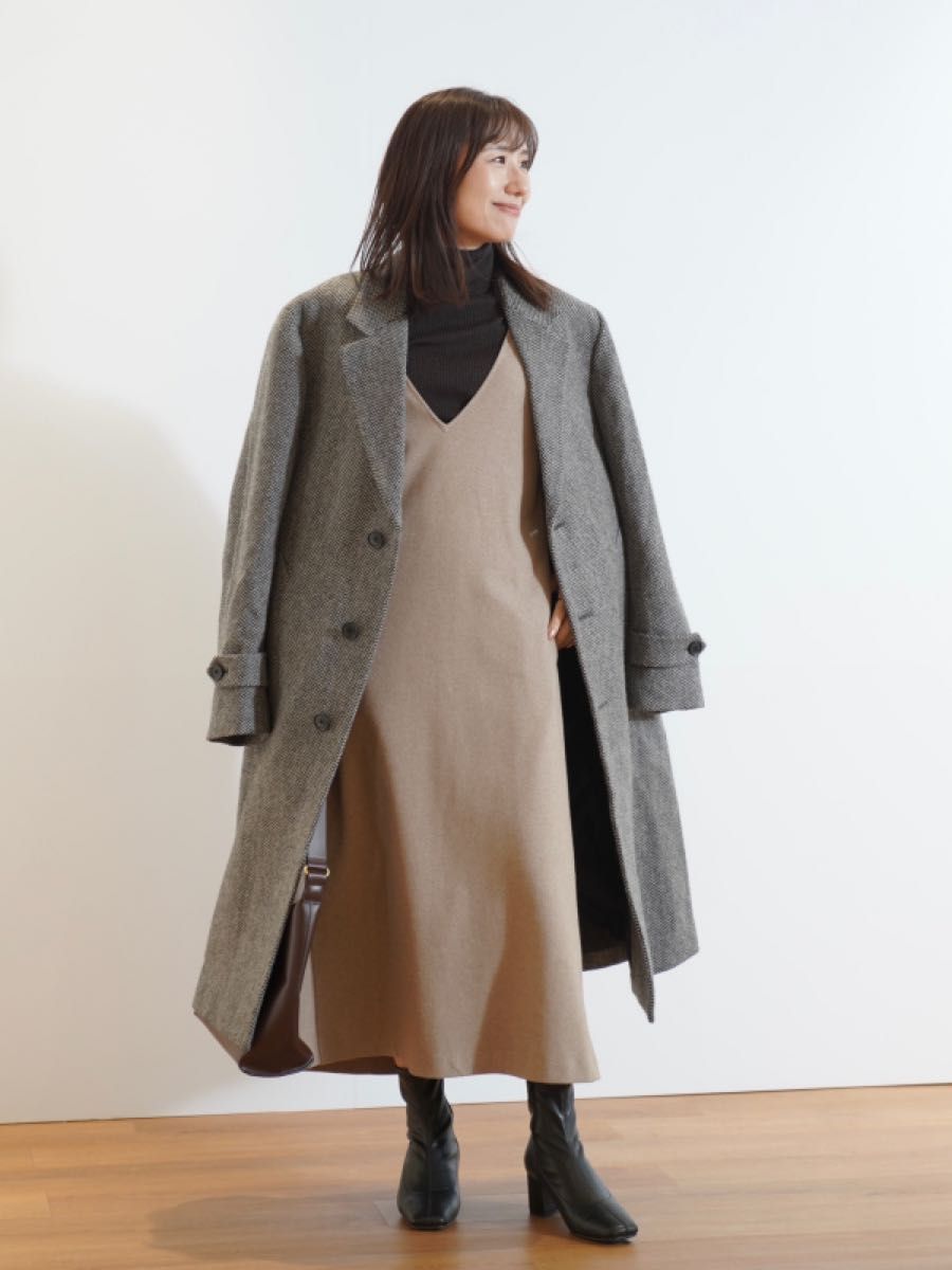 試着のみ ユニクロ jwa チェスターコート XL グレー ドネガルツイード