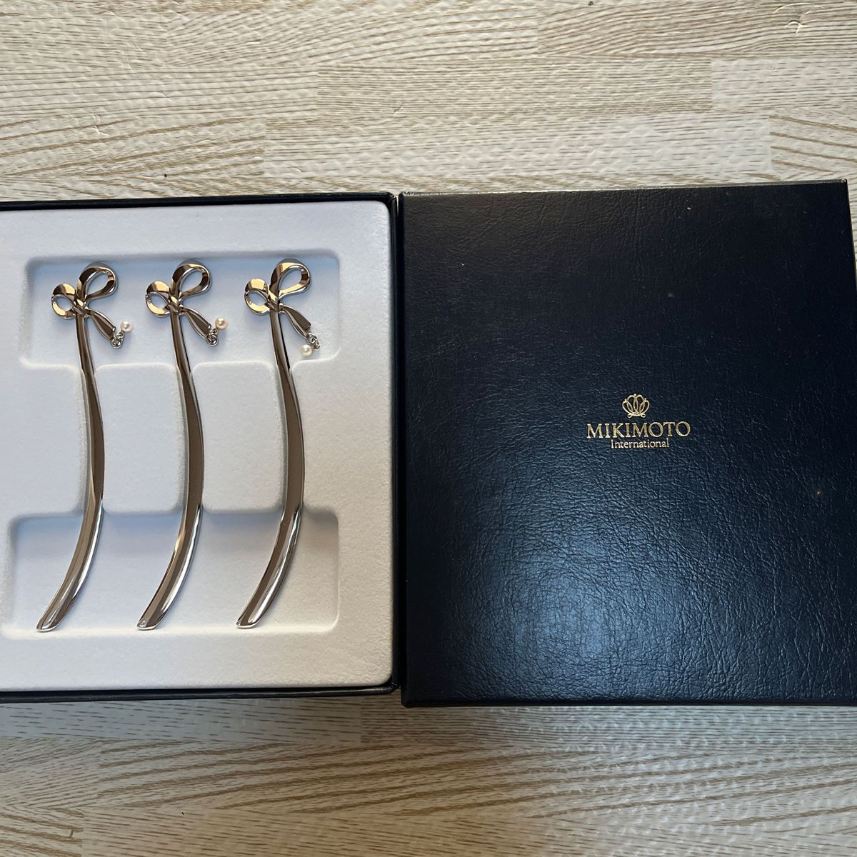 ミキモト 真珠とリボンのマドラー 3本セット MIKIMOTO パール