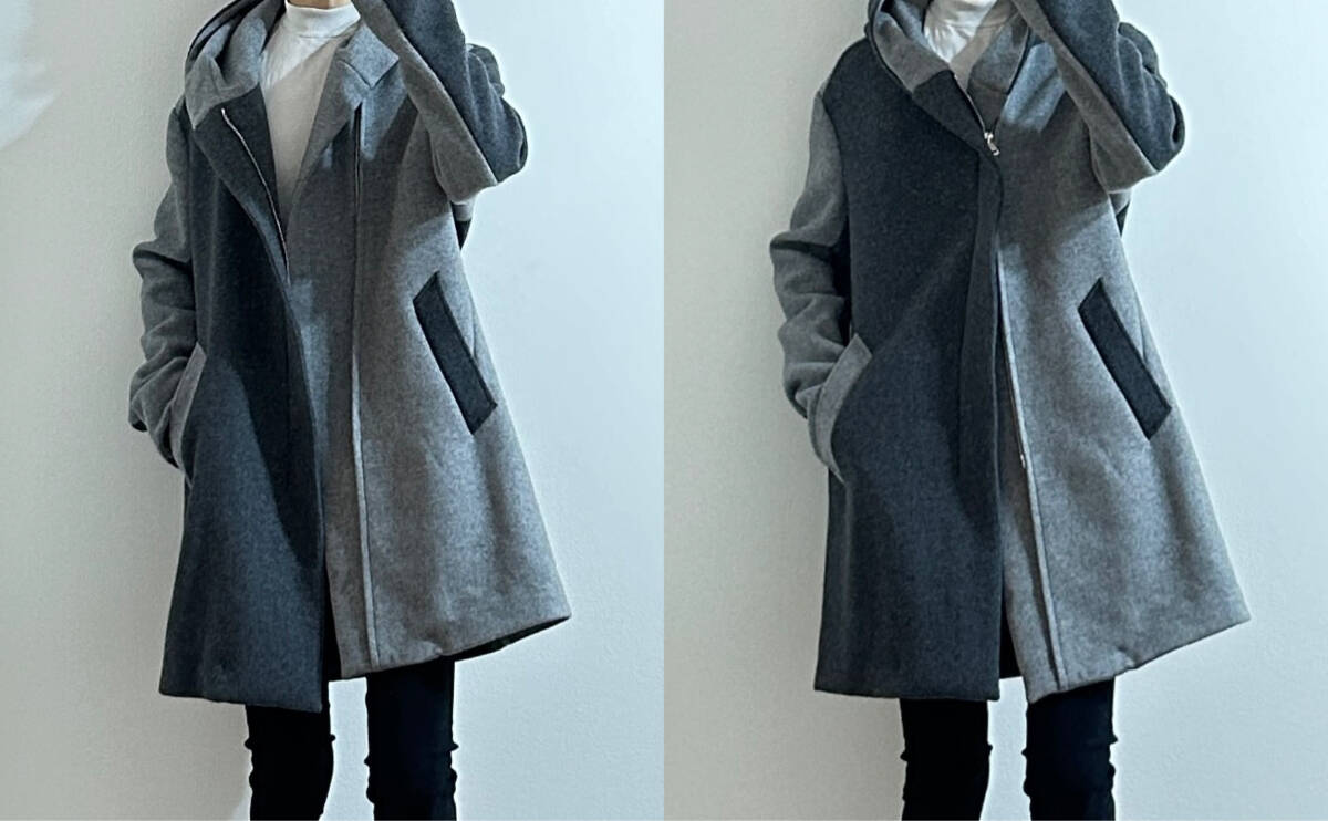 LEON掲載 定価16万 1piu1uguale3 PESCA LAMB MELTON CRAZY WRAP COAT