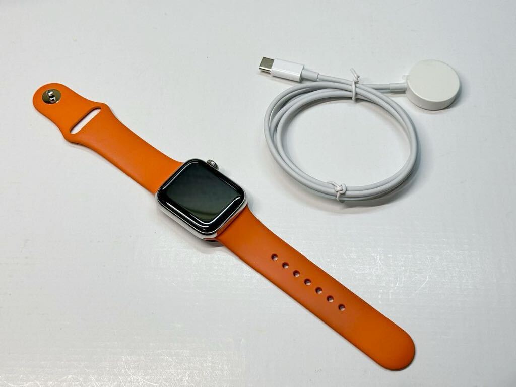 即決 Apple watch エルメス オレンジバンド シリーズ5 アップル