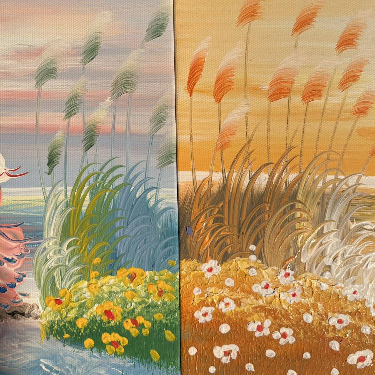 手書き油絵 窓辺の風景 額付 絵画 インテリア 油彩画 手書き油絵 窓辺