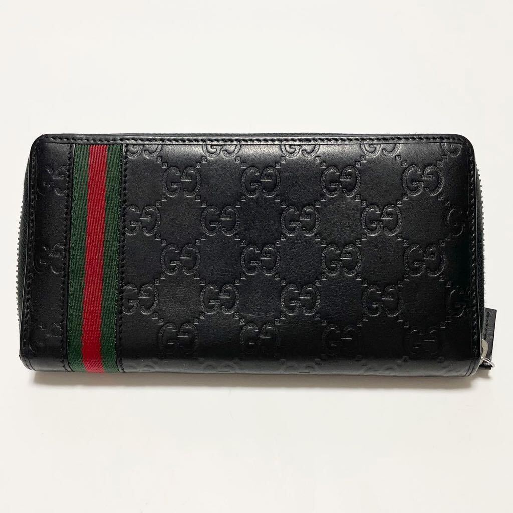 GUCCI グッチ シマ シェリー ラウンドファスナー 長財布 レザー
