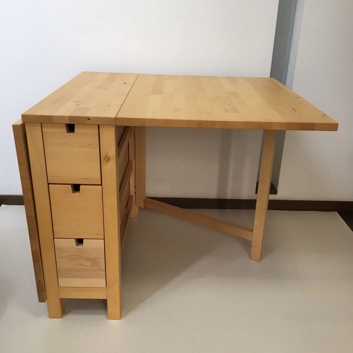 IKEA 完成品 バタフライテーブル 無垢材 ノールデン ナチュラル 送料
