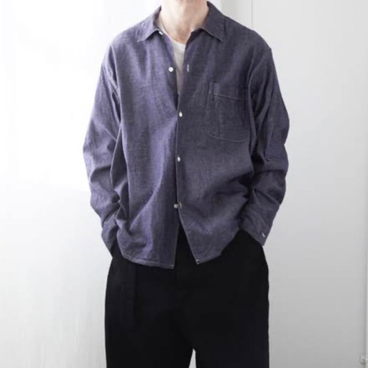 comoli コモリ 19aw パープルダンガリーシャツ 長袖 サイズ3 Q03-02005