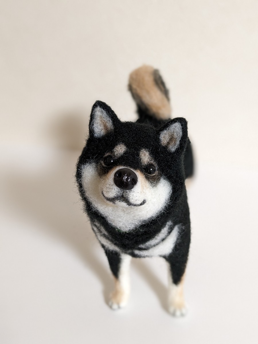 Yahoo!オークション - 羊毛フェルト 柴犬 豆柴 黒柴 唐草模様 犬 ハン