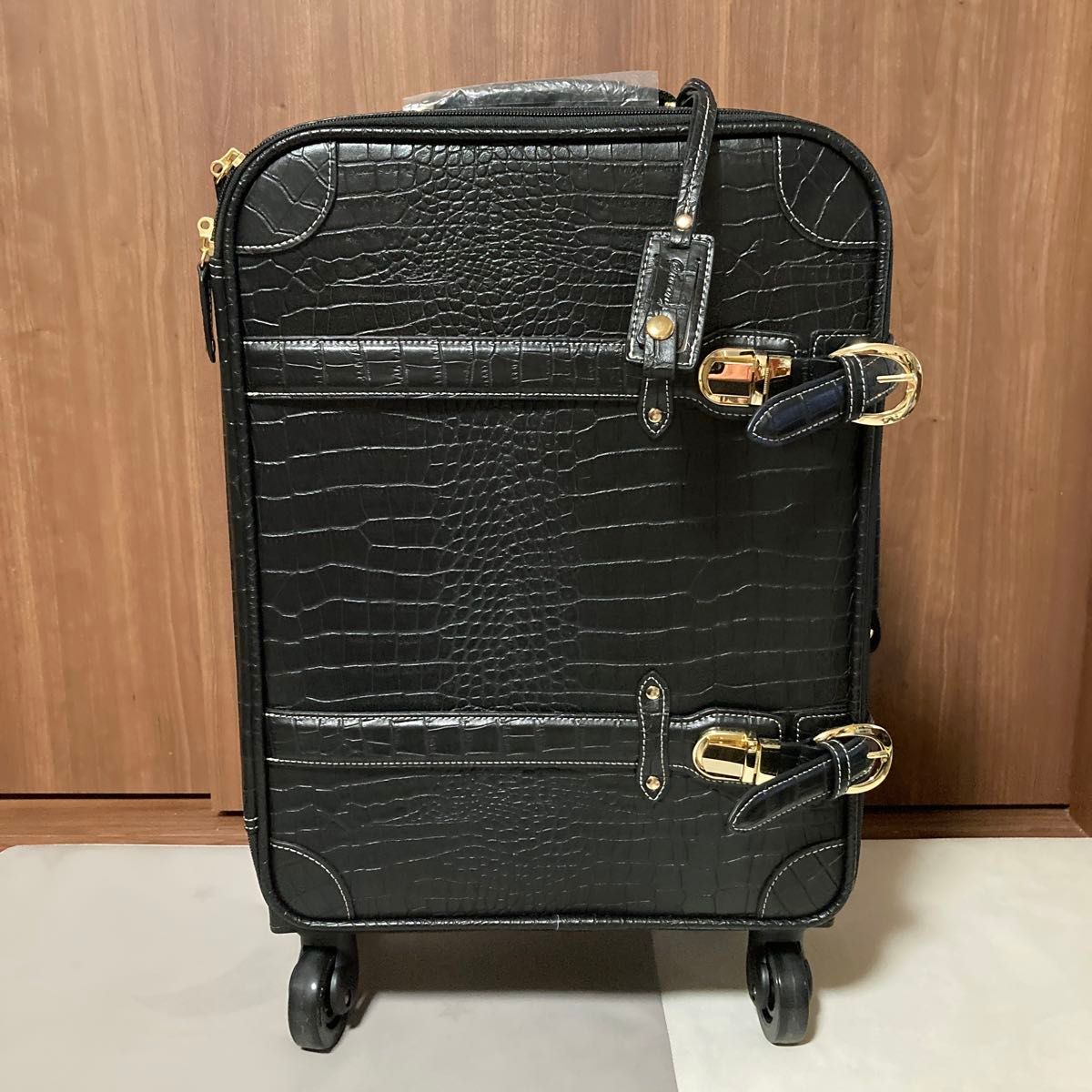 美品 swany スワニー キャリーバッグ クロコ型押し ブラック SWANY