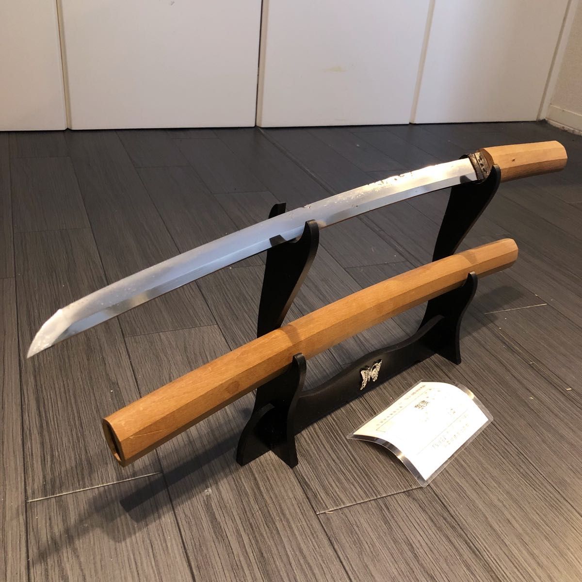 脇差拵 備前長船 家吉作 白鞘 柄 木ハバキ 脇差拵 備前長船 家吉作