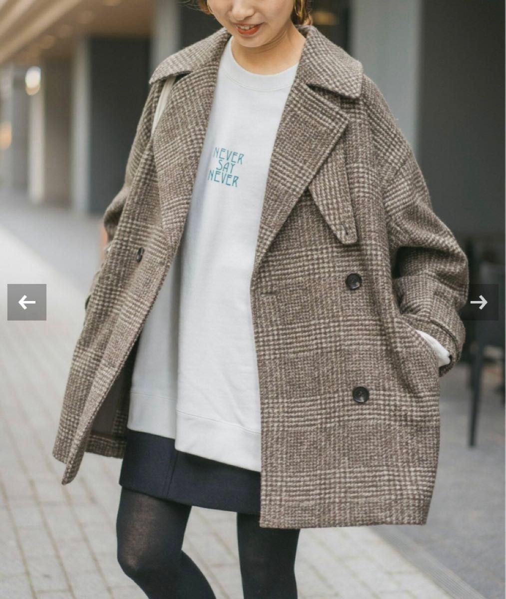 spick&span Wスライバーチェックハーフコート38 スピックアンドスパン