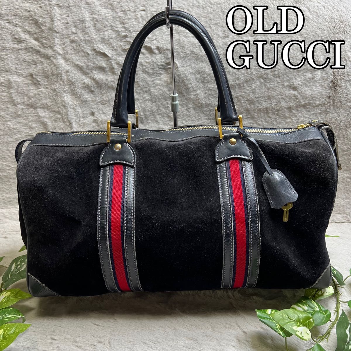極希少 グッチ GUCCI ボストンバッグ スエード シェリーライン 黒 本革