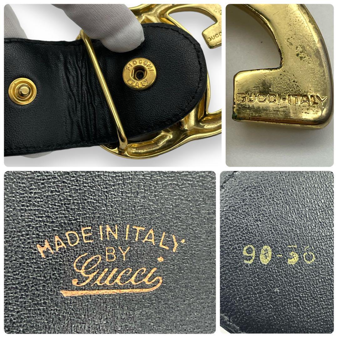 GUCCI グッチ ベルト ブラック ゴールド 90 / 36 GG オールド