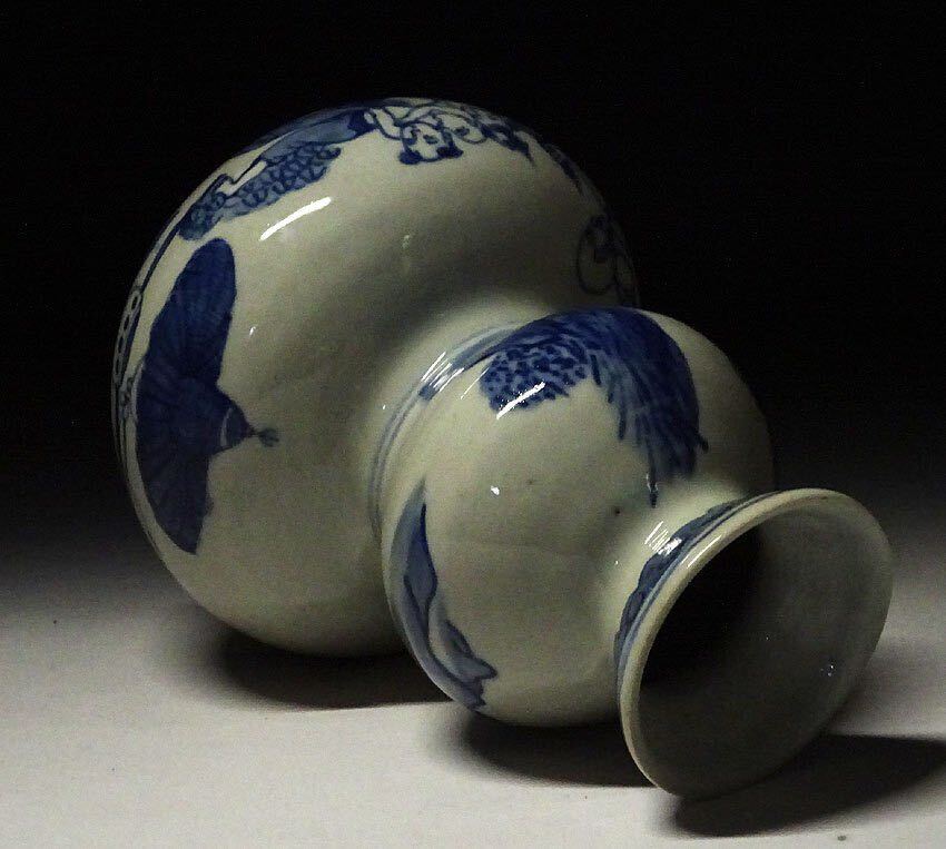 中国古玩 染付 徳利 大清乾隆年製 唐物 時代物幅約12cm
