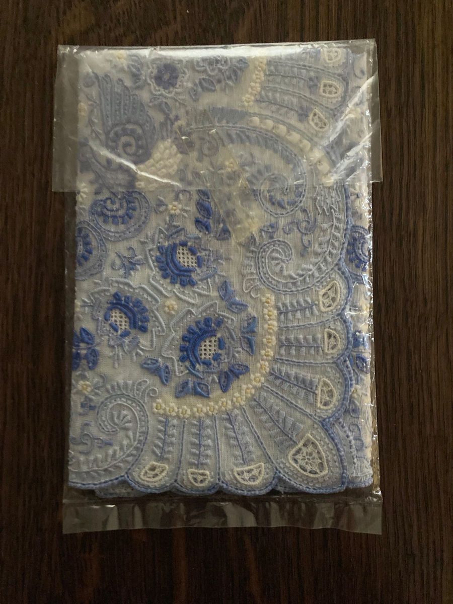 鳳凰柄 ブルースワトウ スワトウ刺繍 ハンカチ 汕頭 スワトー 中国刺繍