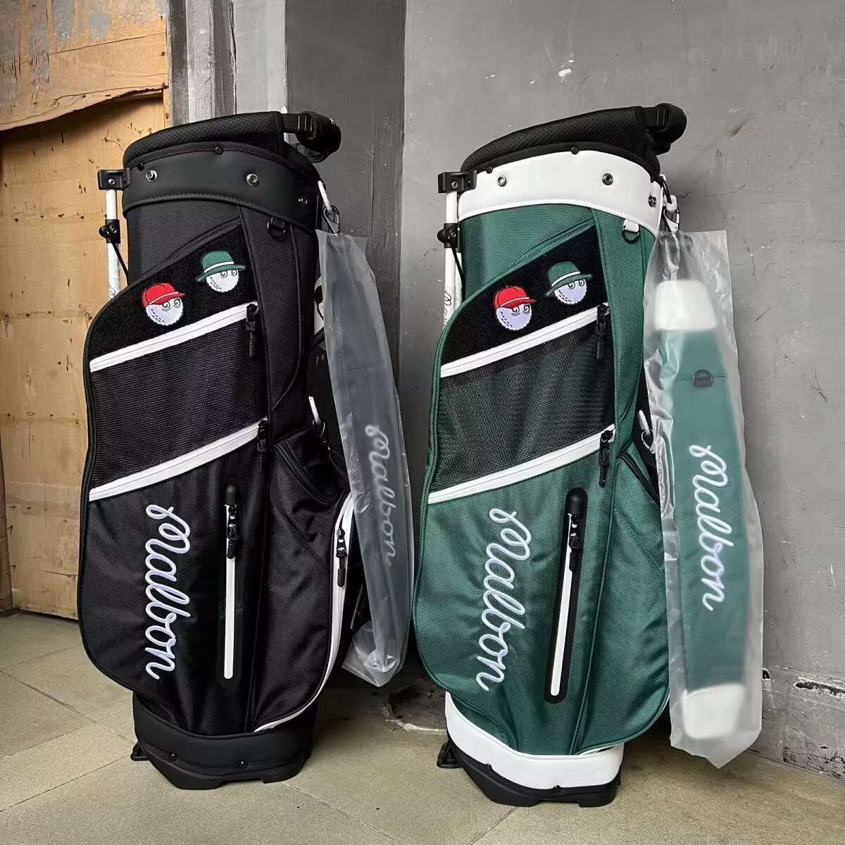 マルボン ゴルフ キャディバッグ malbon GOLF セルフスタンド 緑＆黒