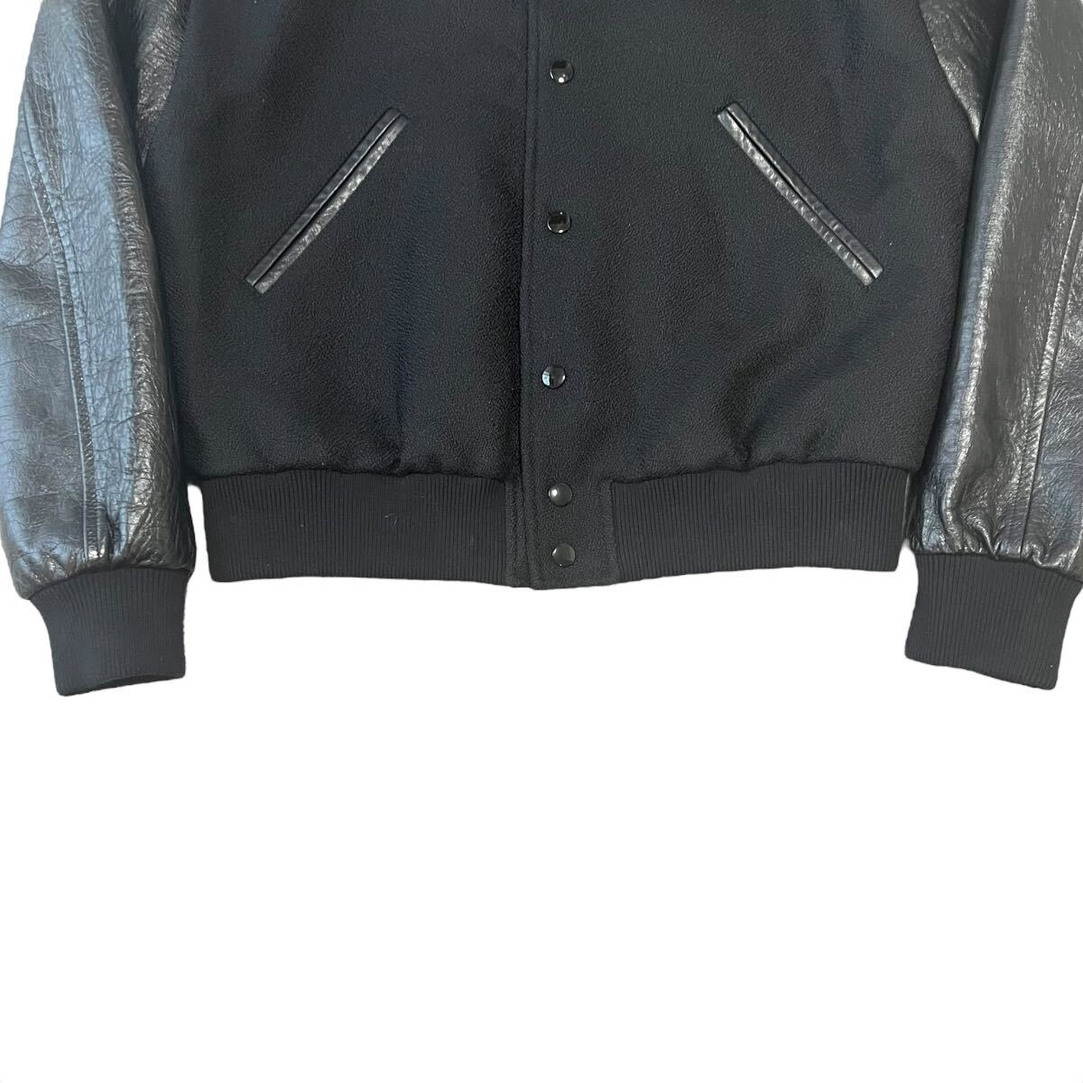CELINE HEDI SLIMANE 2021AW TEDDY BLACK LEATHER SLEEVE MELTON