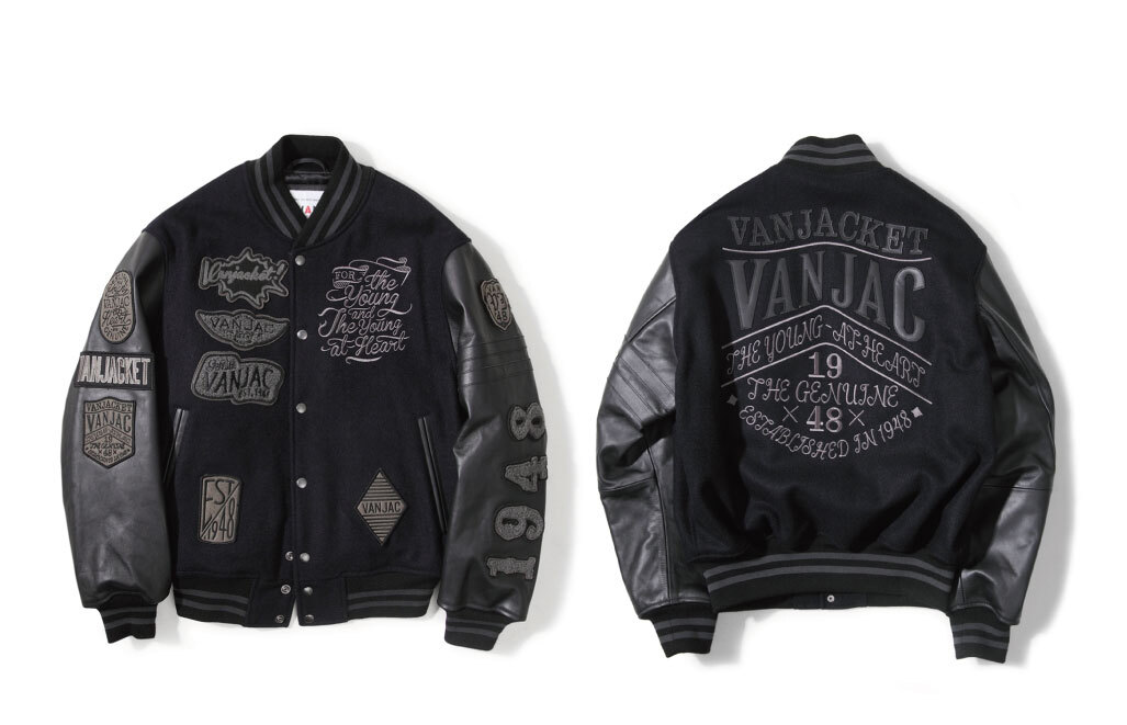 VAN JAC ヴァンヂャケット プレミアム スタジャン 濃紺×黒 M VAN