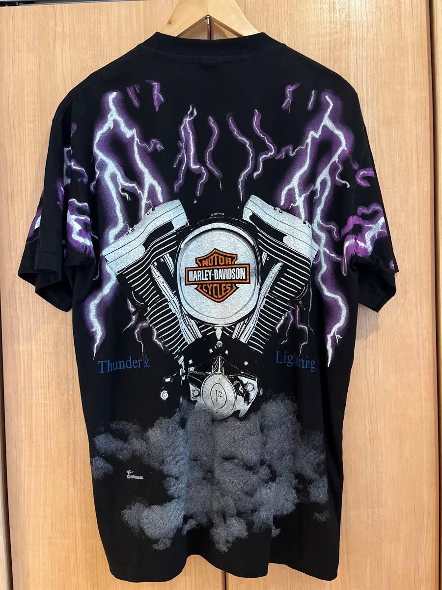 ビンテージ ハーレーダビットソン Tシャツ USA製 Thunder & Lightning