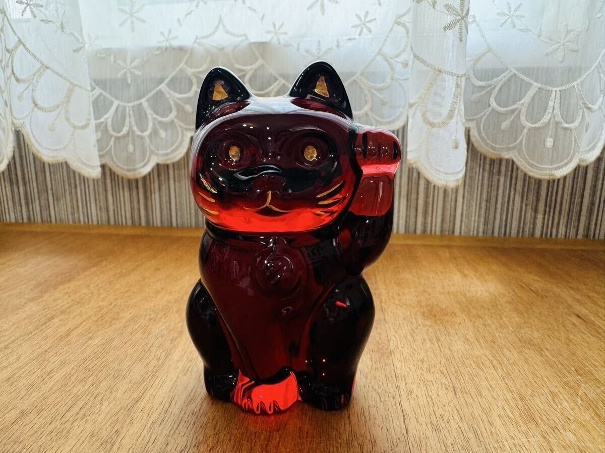 バカラ 招き猫 レッドオクトゴン 美品 Baccarat バカラ まねき猫