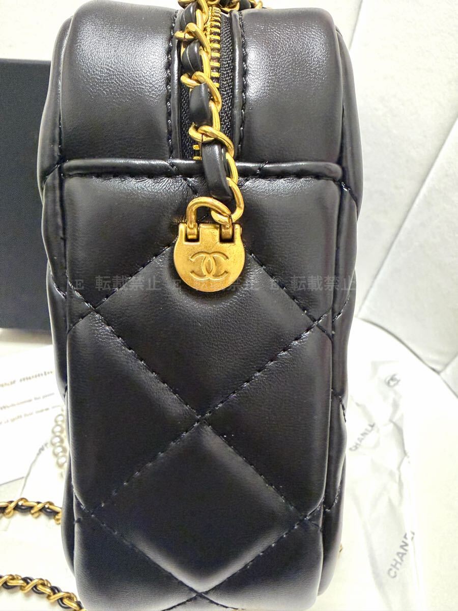 未使用 CHANEL ノベルティ パール×ブラックチェーン キルティング