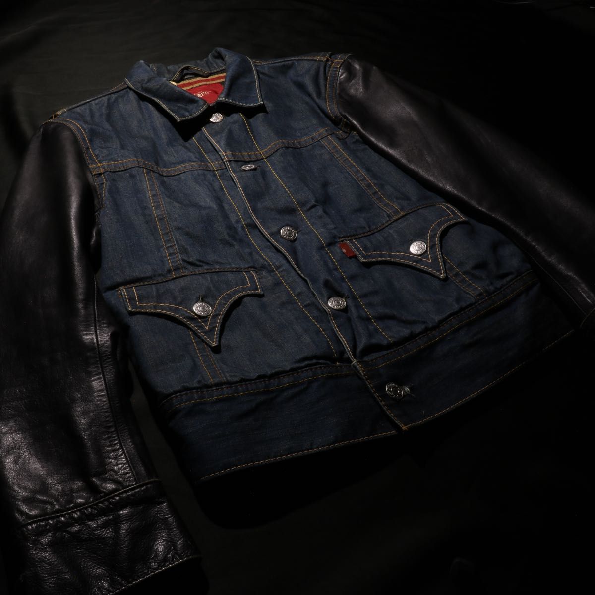 レア品Levi's RED リーバイス レッド 袖レザーデニムジャケット本革