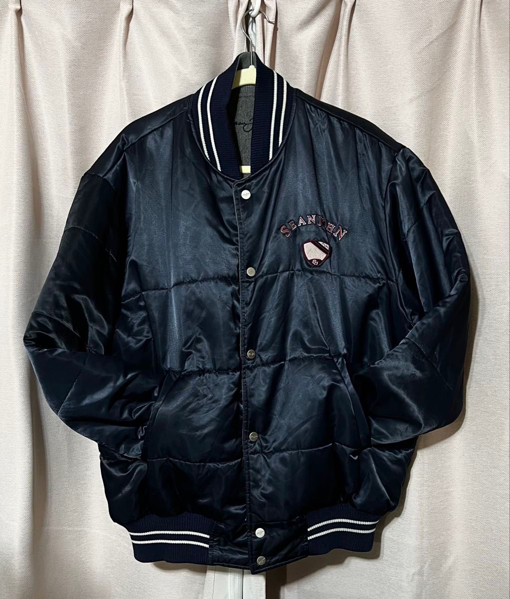 SEAN JOHN ショーンジョン 中綿入りスタジャン ネイビー ビッグロゴ