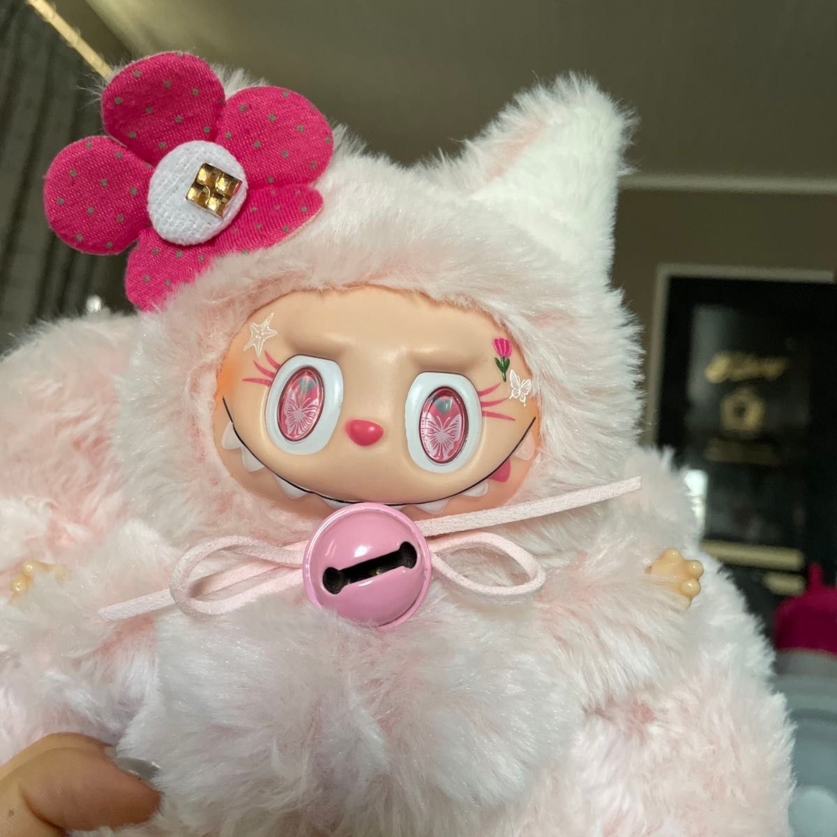 ラブブ LABUBU ぬいぐるみ キーホルダー ふわふわ ピンクの九尾狐