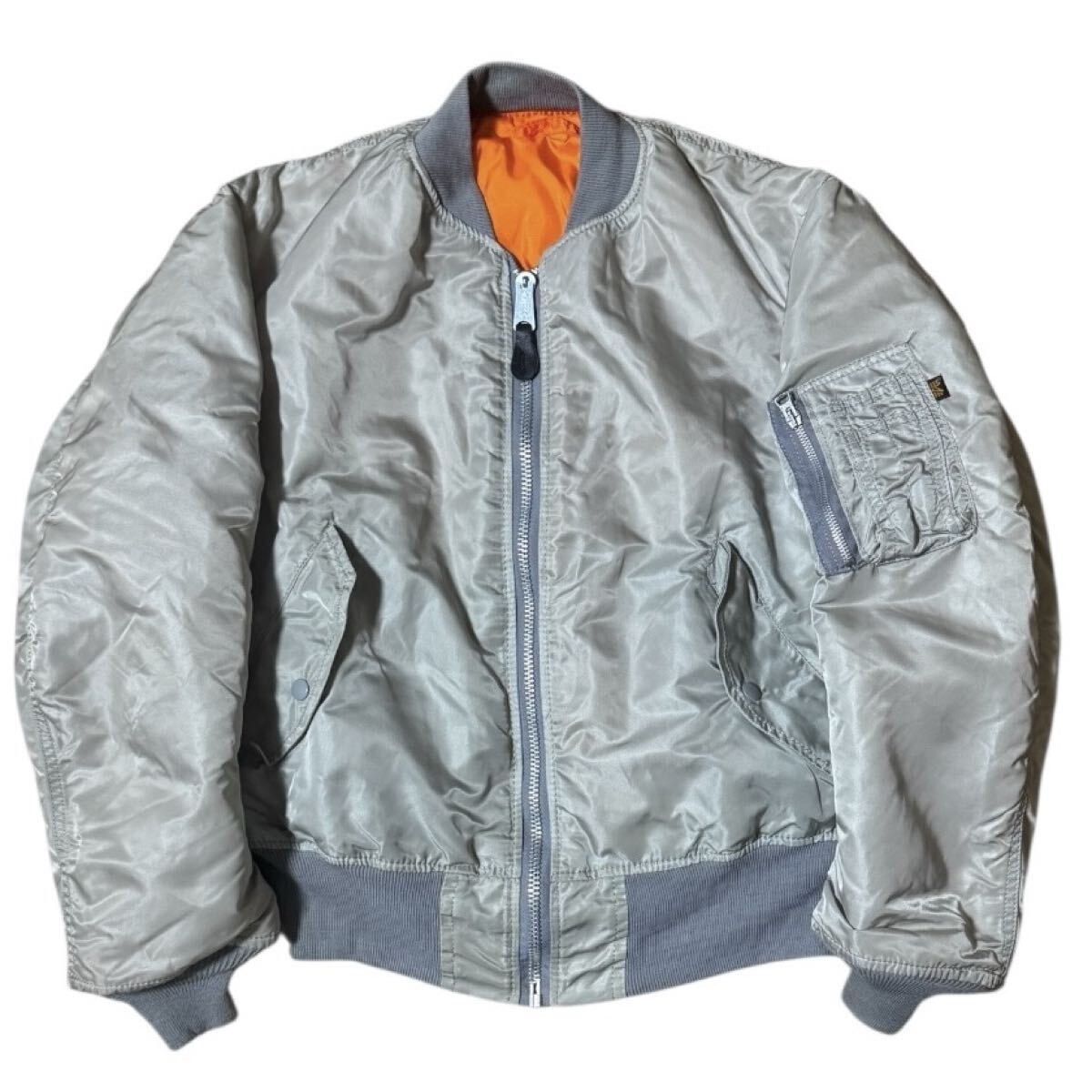 稀少色シルバー ALPHA INDUSTRIES 90s USA製 ビンテージ MA-1 フライト