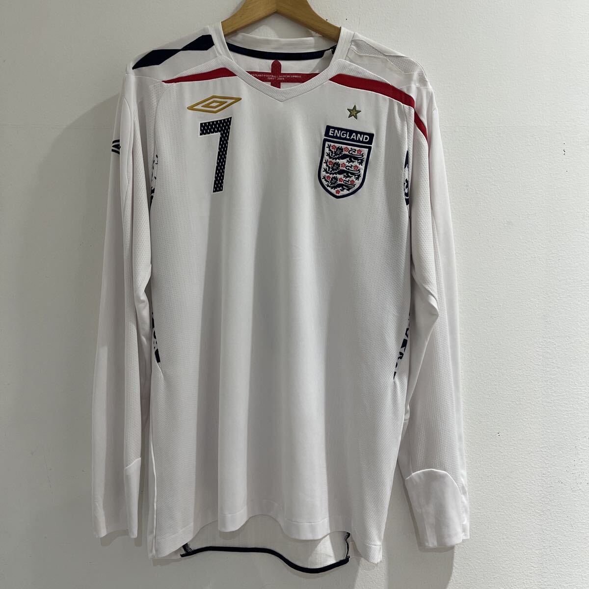 UMBRO イングランド代表 07-09 ホーム ユニフォーム #7 ベッカム 長袖