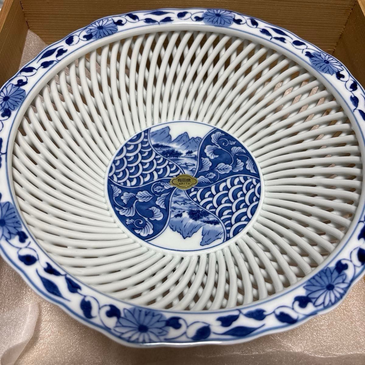 有田焼 網目皿 菓子器 盛皿 青白 陶器 工芸品 和食器｜Yahoo!フリマ