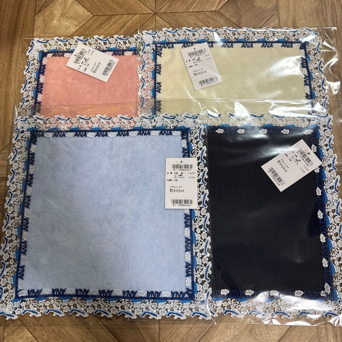 ANAオリジナル＞近沢レース店 for ANA タオルハンカチ 4色セット