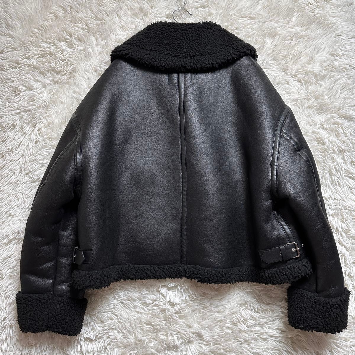 ZARA ザラダブルフェイス ライダース ボアジャケットフェイクレザー